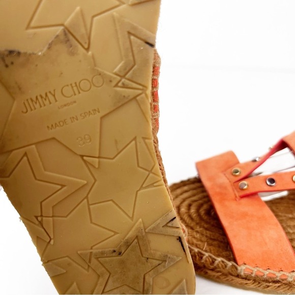 SZ 39 Jimmy Choo Orange Suede Espadrilles with studs - Picture 9 of 9